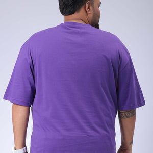 Men's Plus Size Purple Relaxed Fit Printed T-Shirt