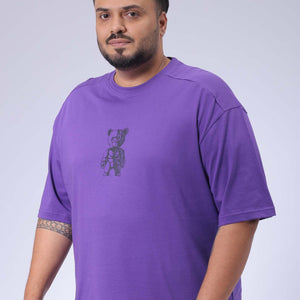 Men's Plus Size Purple Relaxed Fit Printed T-Shirt