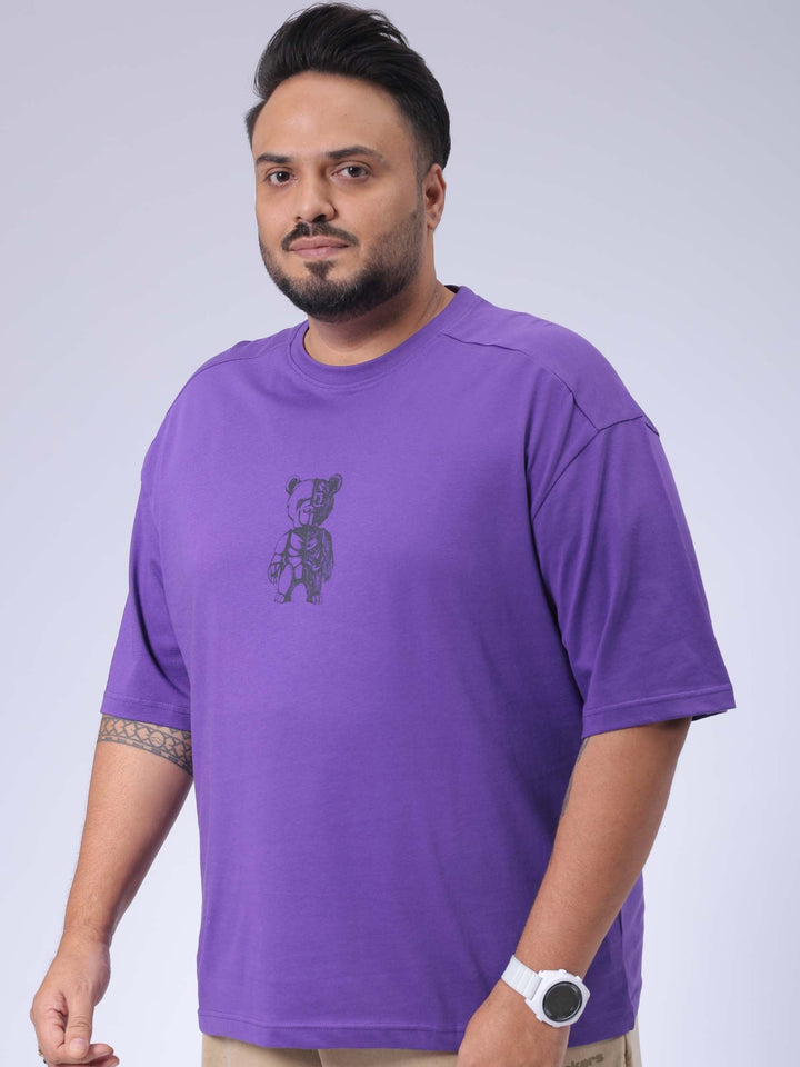 Men's Plus Size Purple Relaxed Fit Printed T-Shirt