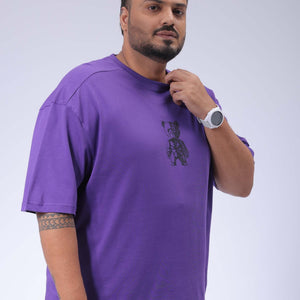 Men's Plus Size Purple Relaxed Fit Printed T-Shirt
