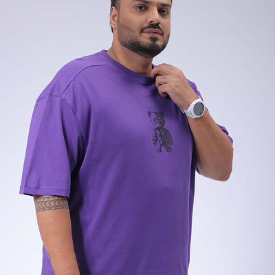 Men's Plus Size Purple Relaxed Fit Printed T-Shirt
