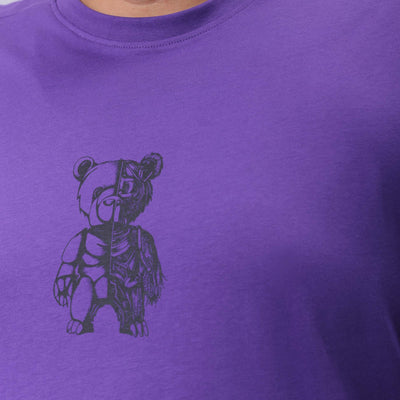 Men's Plus Size Purple Relaxed Fit Printed T-Shirt