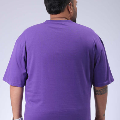 Men's Plus Size Purple Relaxed Fit Placement Printed T-Shirt