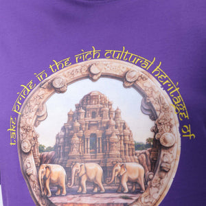 Men's Plus Size Purple Relaxed Fit Placement Printed T-Shirt