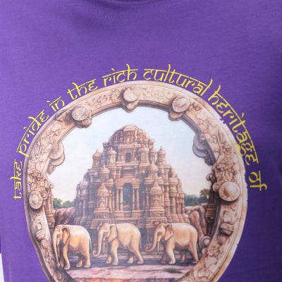 Men's Plus Size Purple Relaxed Fit Placement Printed T-Shirt