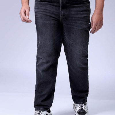 Men's Plus Size Black Slim Fit Solid Stretchable Jeans