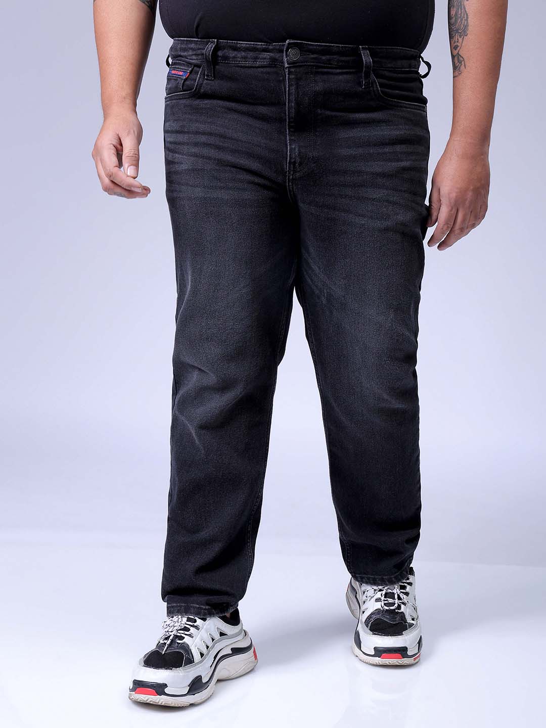 Men's Plus Size Black Slim Fit Solid Stretchable Jeans