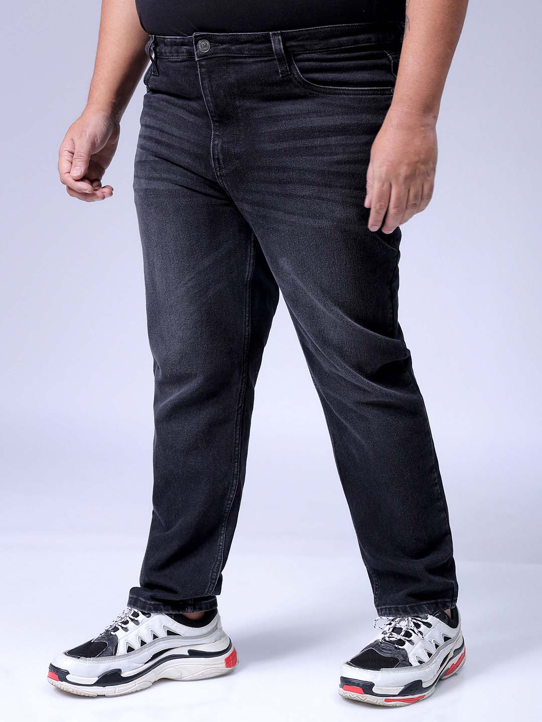 Men's Plus Size Black Slim Fit Solid Stretchable Jeans