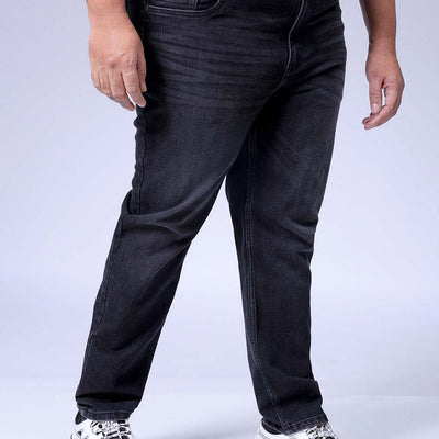Men's Plus Size Black Slim Fit Solid Stretchable Jeans