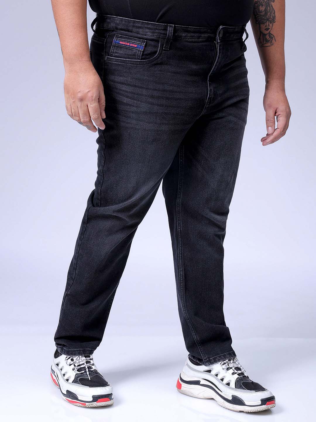 Men's Plus Size Black Slim Fit Solid Stretchable Jeans