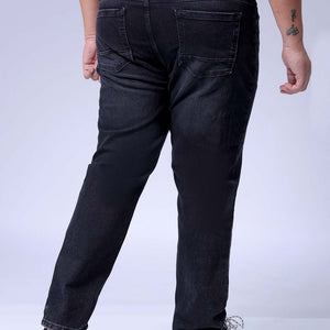 Men's Plus Size Black Slim Fit Solid Stretchable Jeans