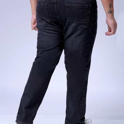 Men's Plus Size Black Slim Fit Solid Stretchable Jeans