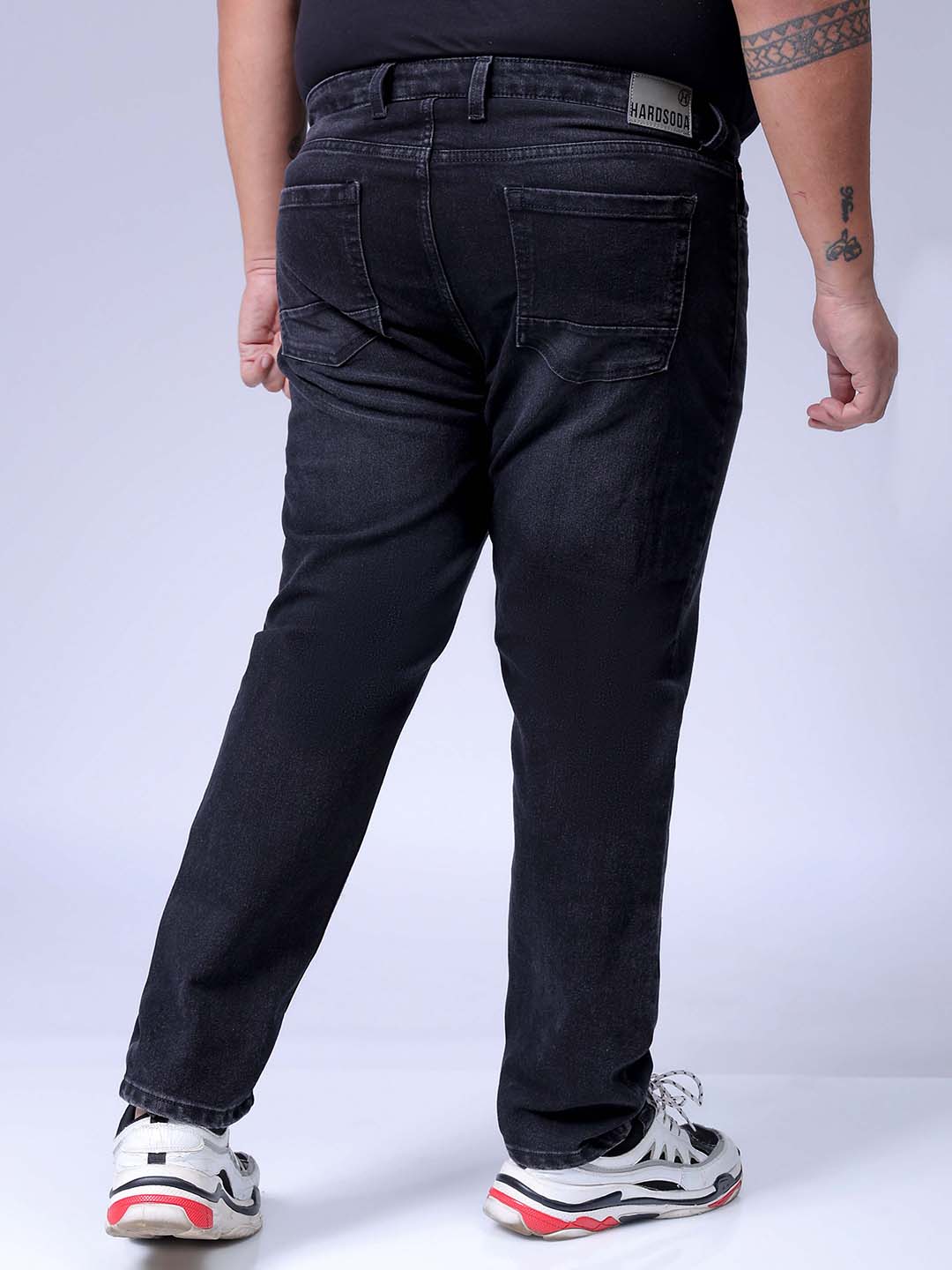 Men's Plus Size Black Slim Fit Solid Stretchable Jeans