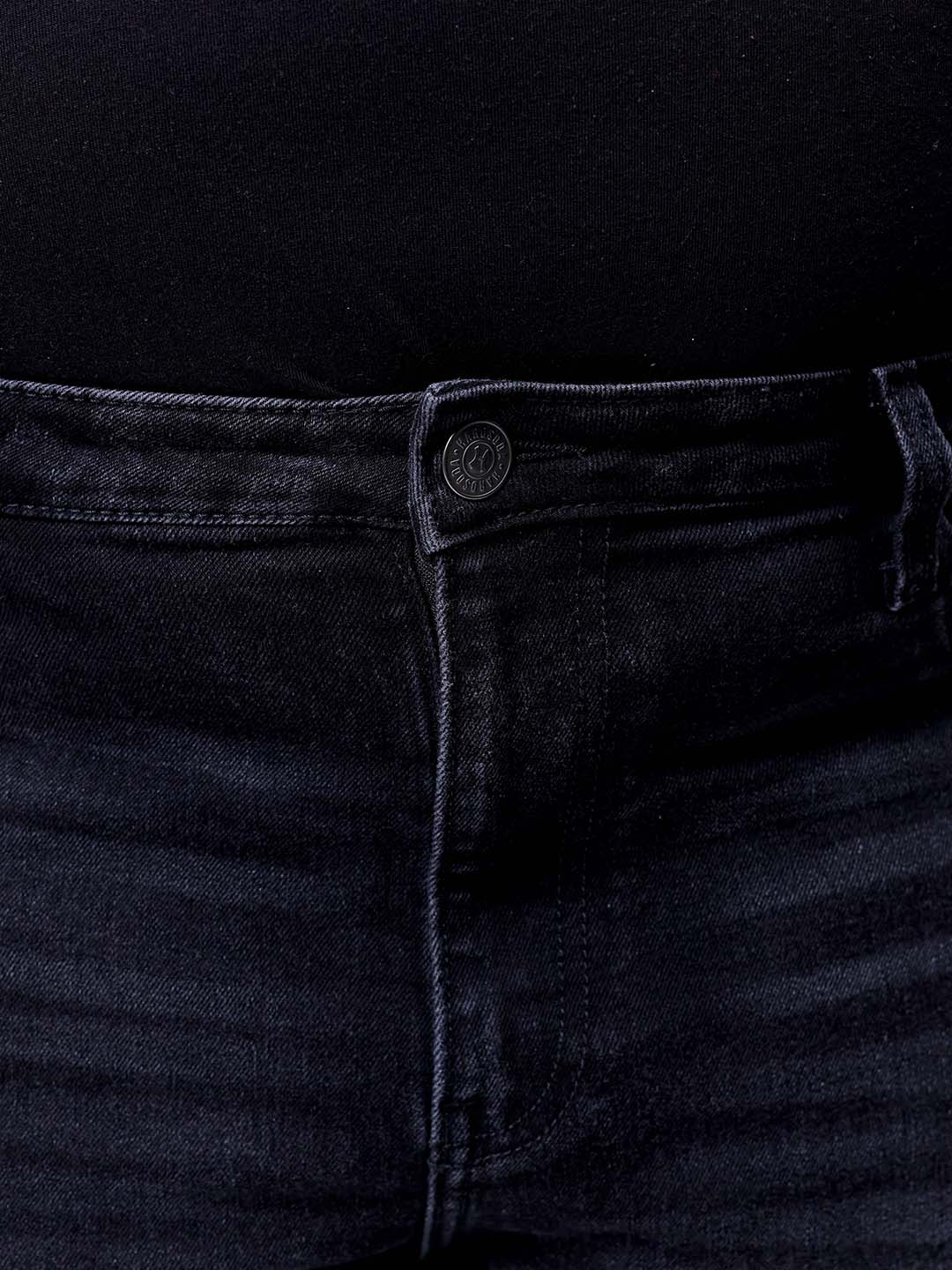 Men's Plus Size Black Slim Fit Solid Stretchable Jeans