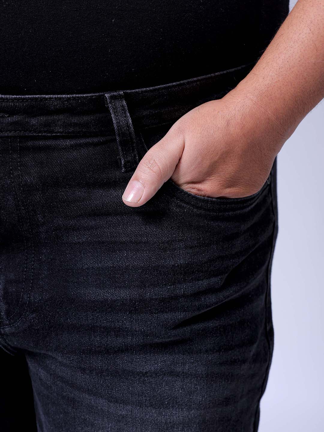 Men's Plus Size Black Slim Fit Solid Stretchable Jeans