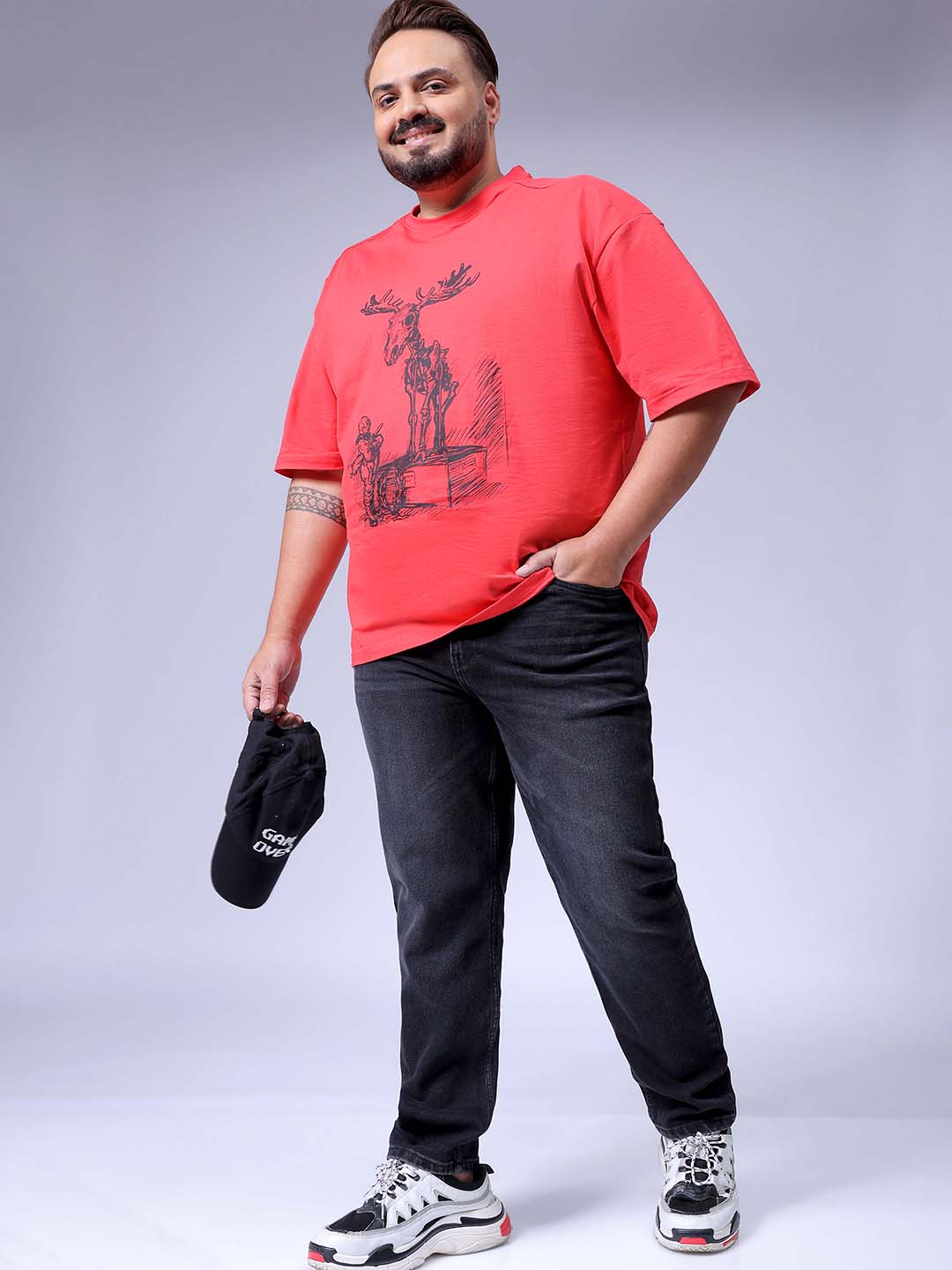 Men's Plus Size Black Slim Fit Solid Stretchable Jeans