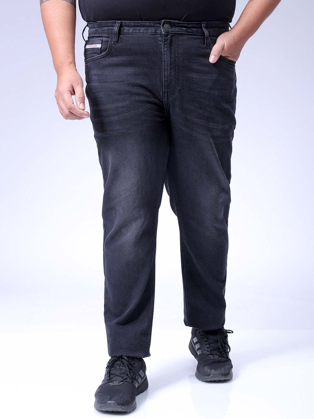 Men's Plus Size Grey Slim Fit Solid Stretchable Jeans