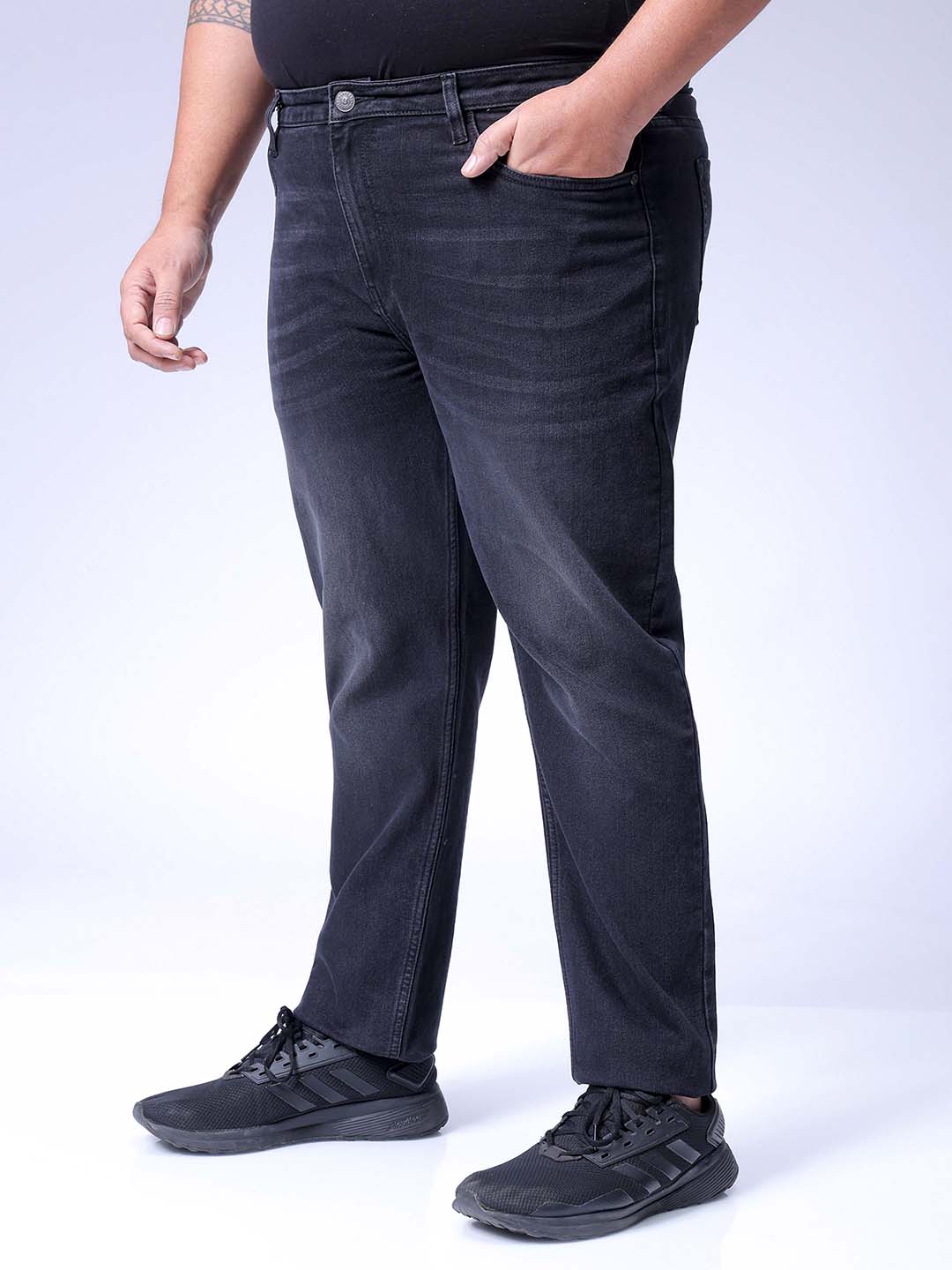Men's Plus Size Grey Slim Fit Solid Stretchable Jeans