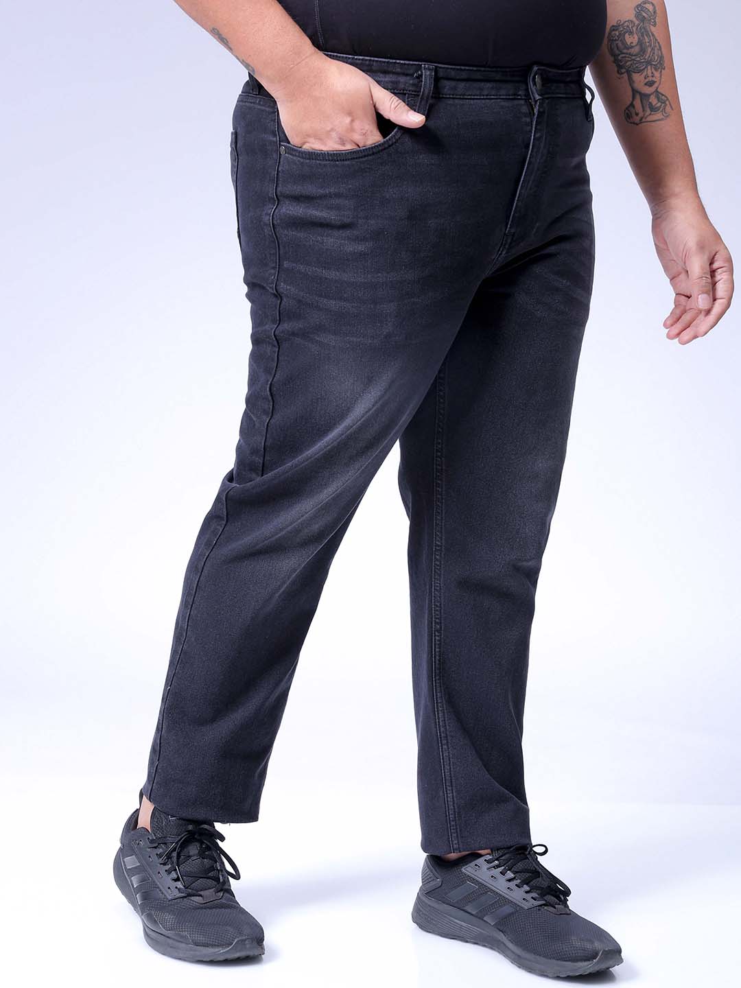 Men's Plus Size Grey Slim Fit Solid Stretchable Jeans