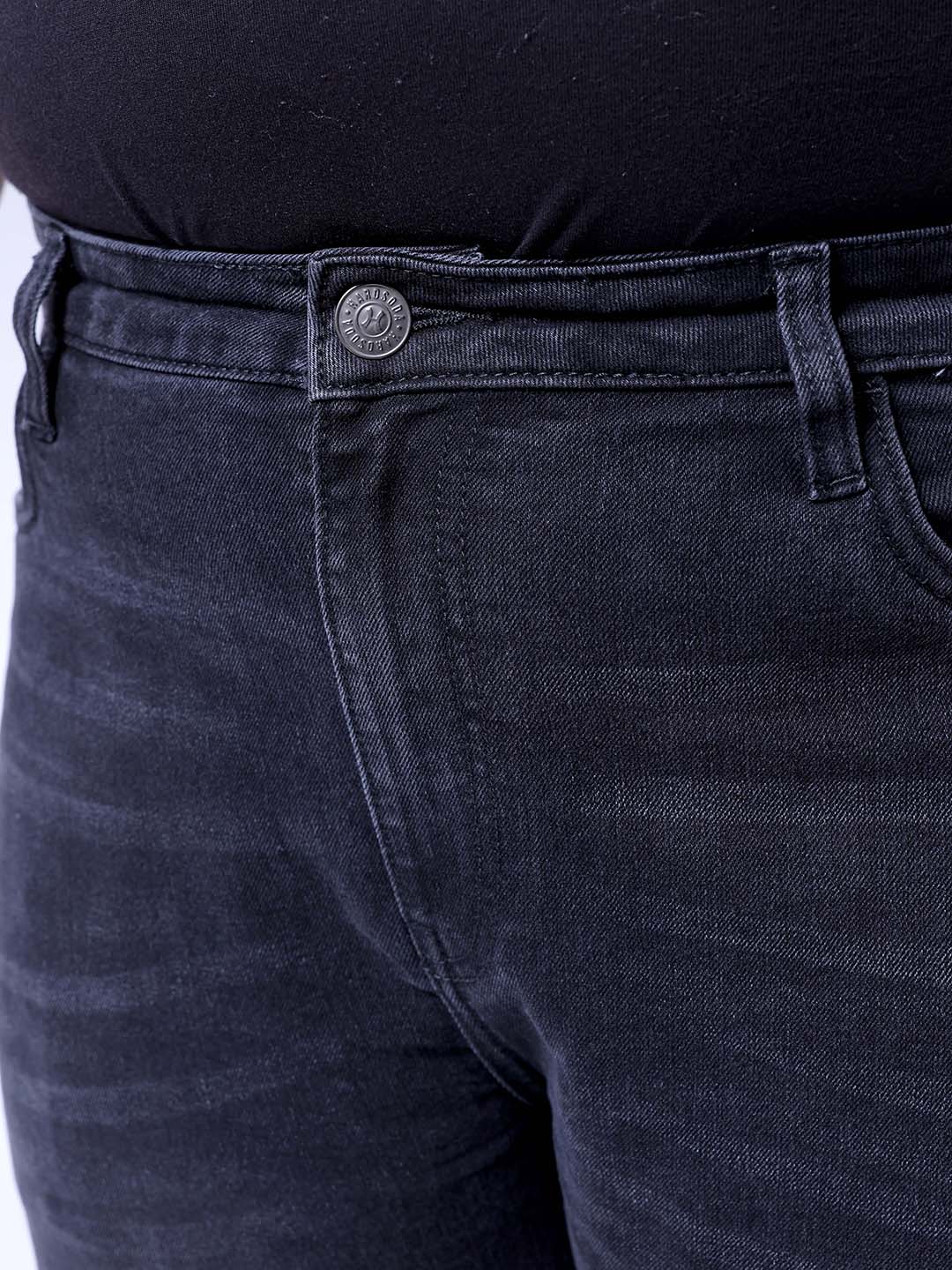 Men's Plus Size Grey Slim Fit Solid Stretchable Jeans