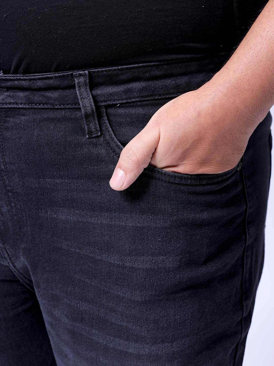 Men's Plus Size Grey Slim Fit Solid Stretchable Jeans