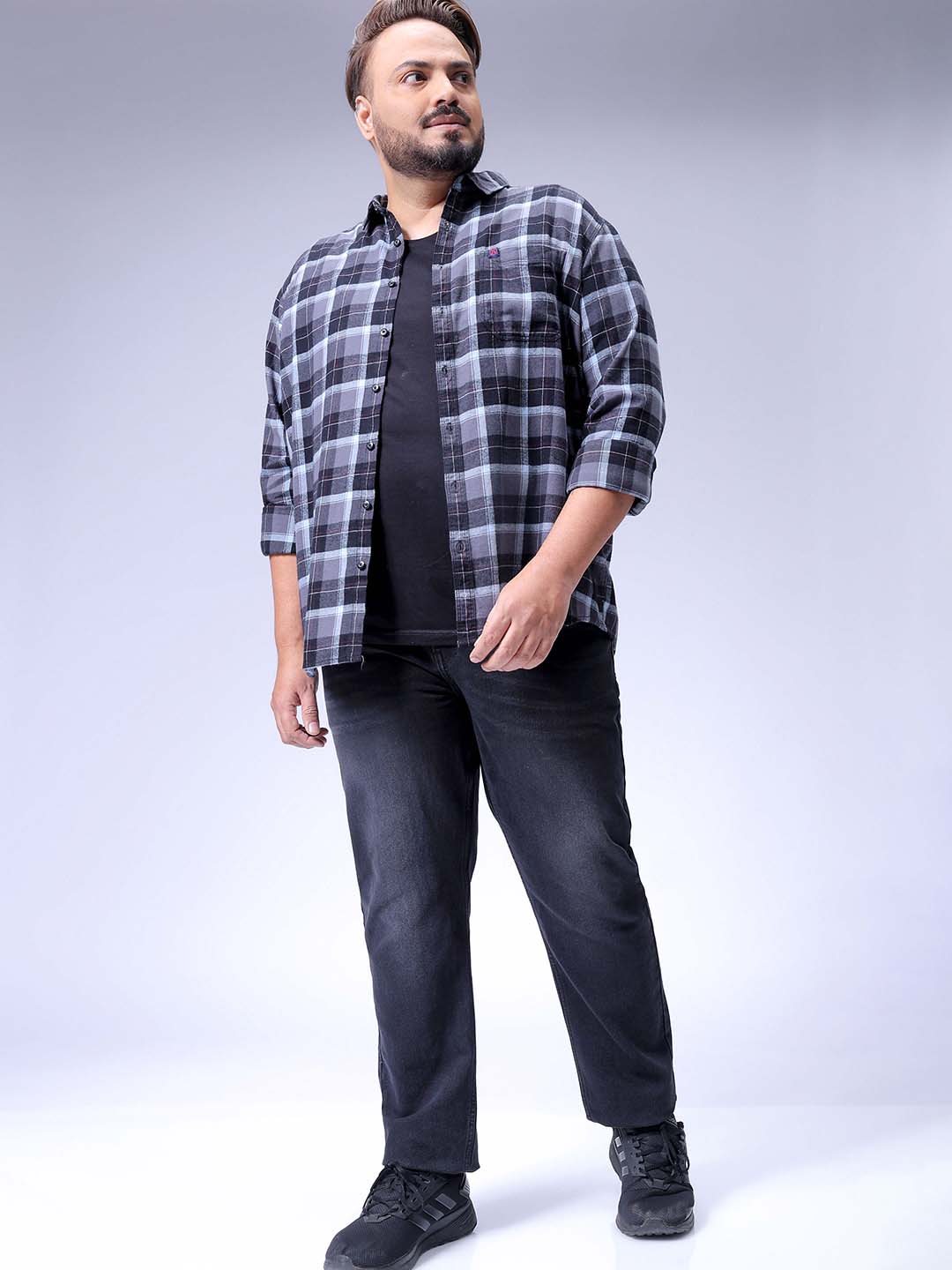 Men's Plus Size Grey Slim Fit Solid Stretchable Jeans