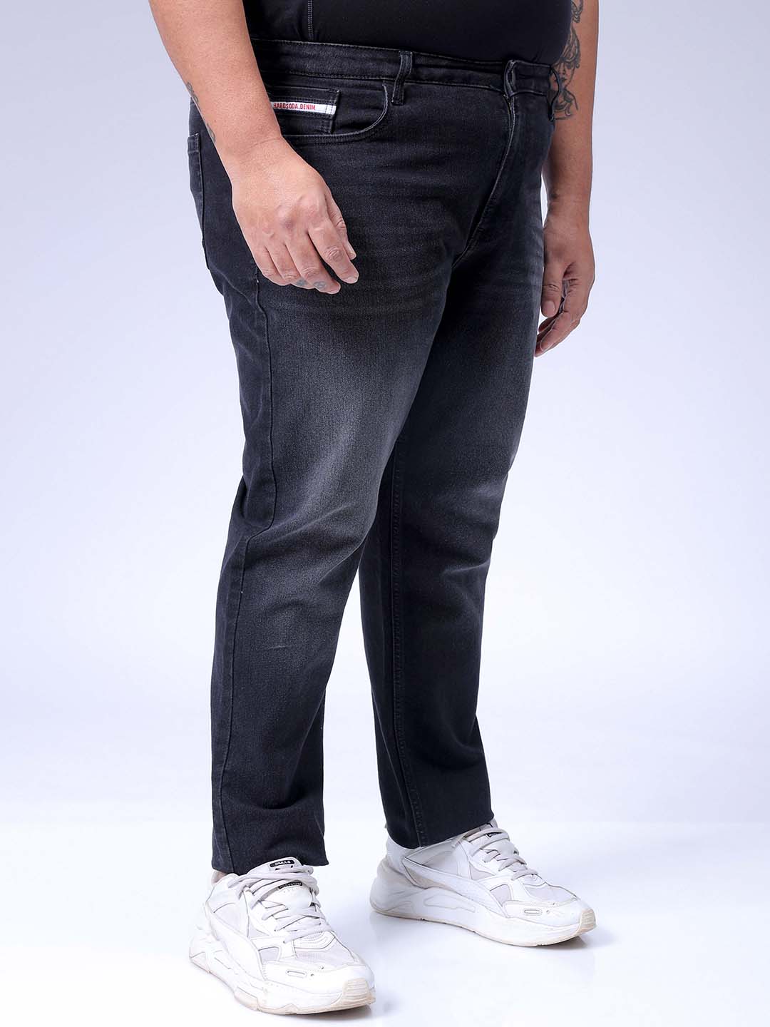 Men's Plus Size Black Slim Fit Solid Stretchable Jeans