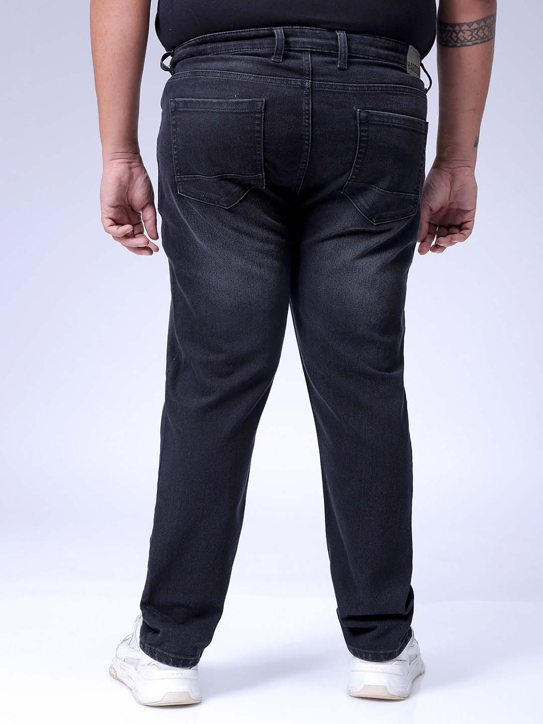 Men's Plus Size Black Slim Fit Solid Stretchable Jeans