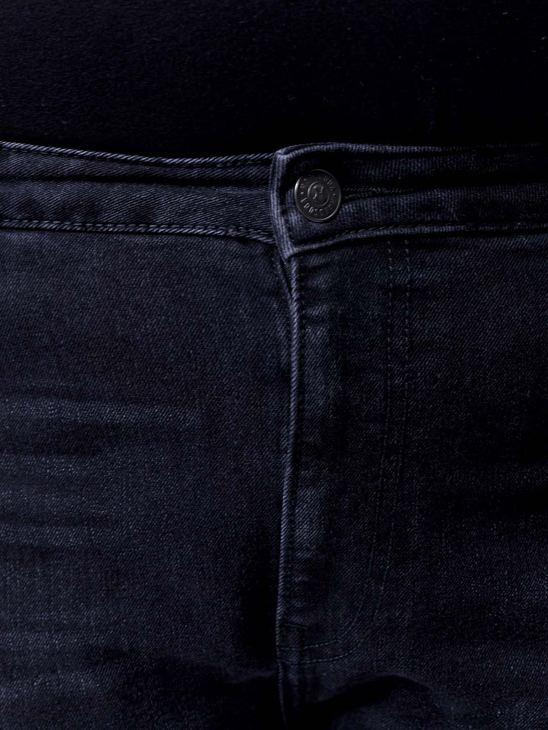 Men's Plus Size Black Slim Fit Solid Stretchable Jeans