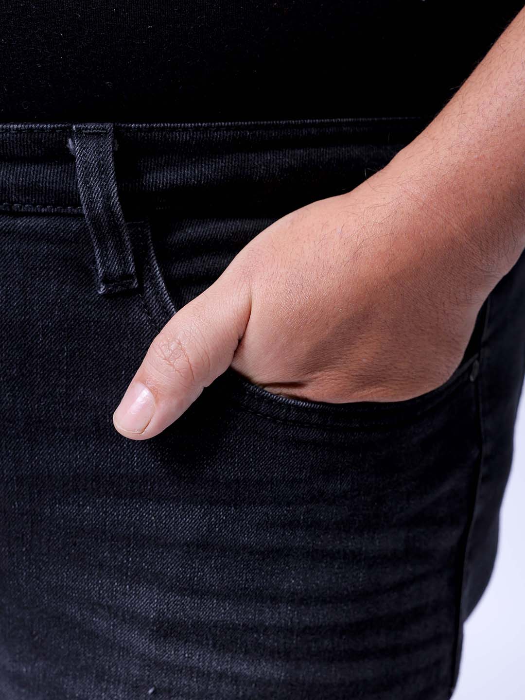 Men's Plus Size Black Slim Fit Solid Stretchable Jeans