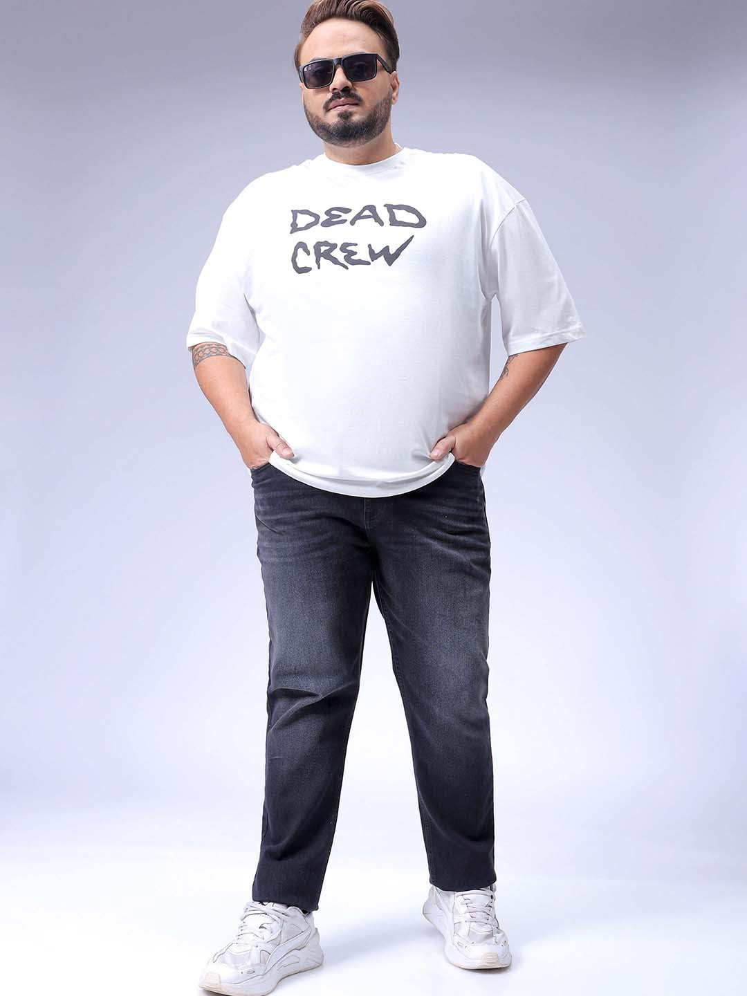 Men's Plus Size Black Slim Fit Solid Stretchable Jeans