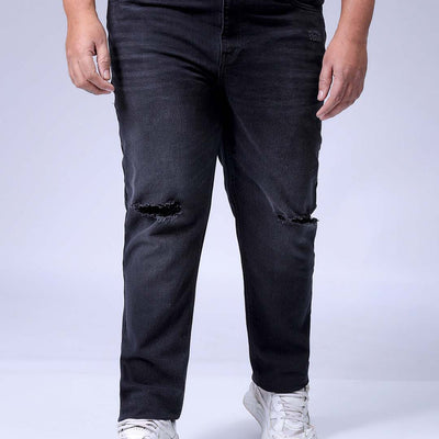Men's Plus Size Black Slim Fit Solid Stretchable Jeans
