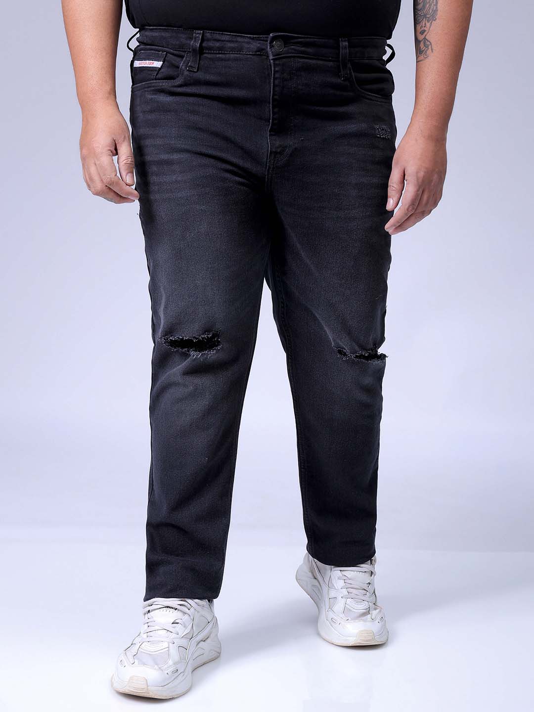 Men's Plus Size Black Slim Fit Solid Stretchable Jeans