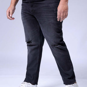 Men's Plus Size Black Slim Fit Solid Stretchable Jeans