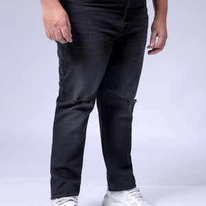 Men's Plus Size Black Slim Fit Solid Stretchable Jeans