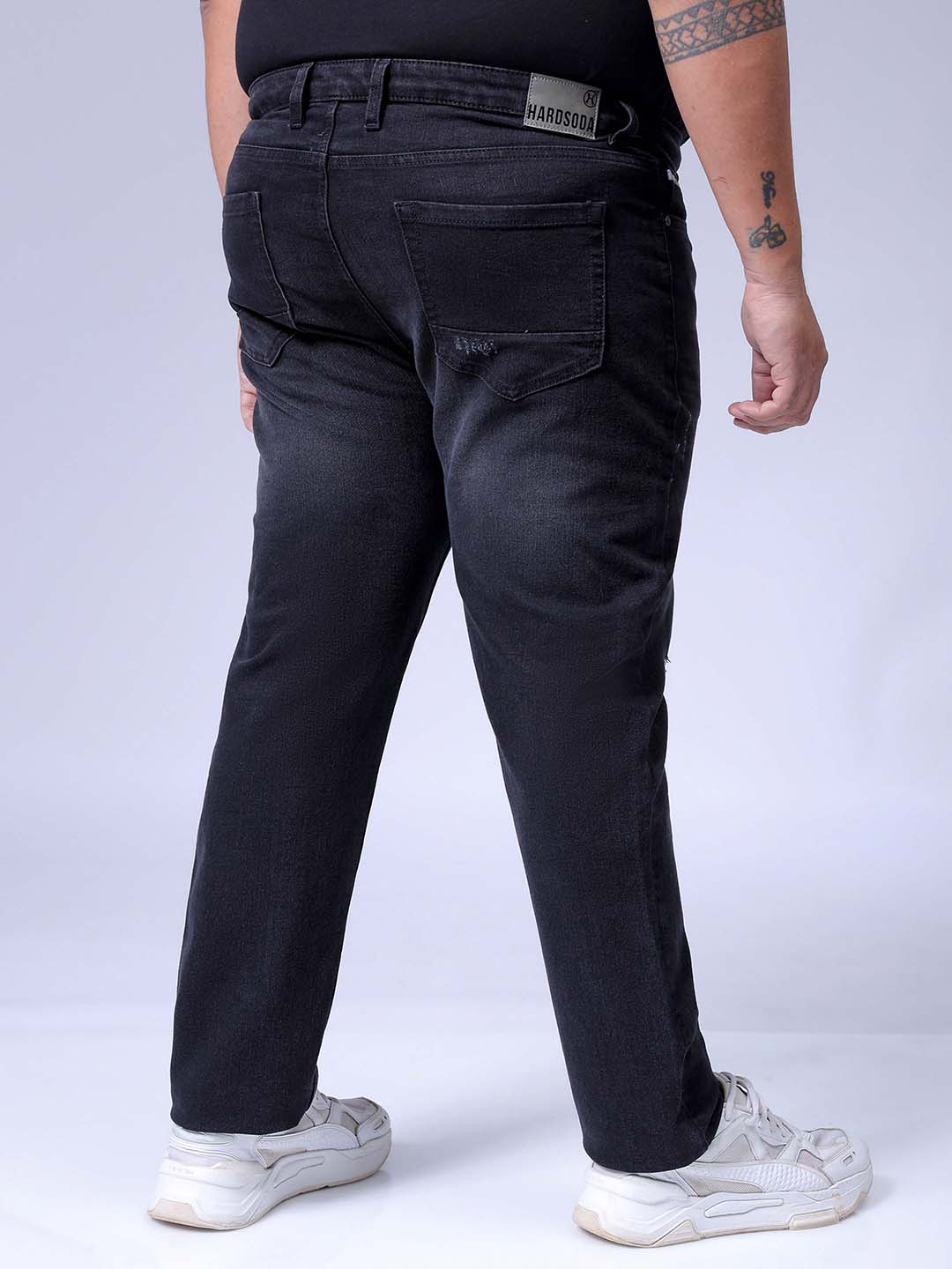 Men's Plus Size Black Slim Fit Solid Stretchable Jeans
