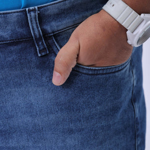Men's Plus Size Blue Vintage Straight Fit Solid Jeans