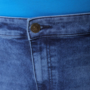 Men's Plus Size Blue Vintage Straight Fit Solid Jeans