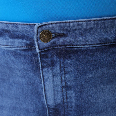 Men's Plus Size Blue Vintage Straight Fit Solid Jeans
