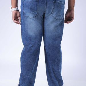 Men's Plus Size Blue Vintage Straight Fit Solid Jeans