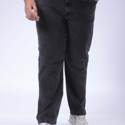 Men's Plus Size Black Vintage Straight Fit Solid Jeans