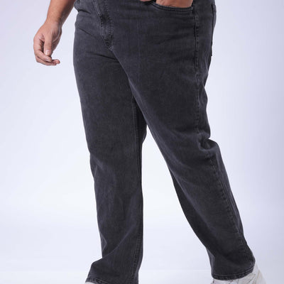 Men's Plus Size Black Vintage Straight Fit Solid Jeans
