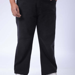 Men's Plus Size Black Vintage Straight Fit Solid Jeans
