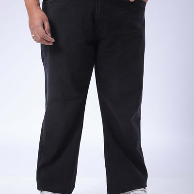 Men's Plus Size Black Vintage Straight Fit Solid Jeans