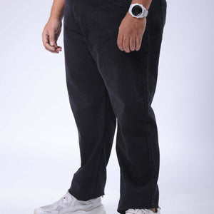 Men's Plus Size Black Vintage Straight Fit Solid Jeans