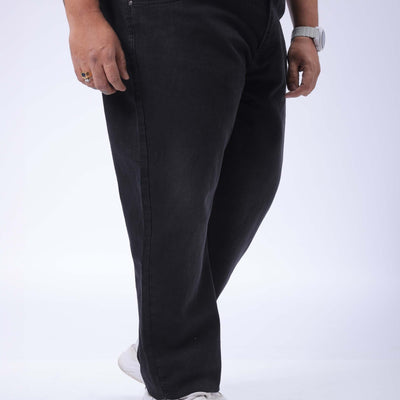 Men's Plus Size Black Vintage Straight Fit Solid Jeans