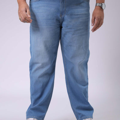 Men's Plus Size Blue Vintage Straight Fit Solid Jeans