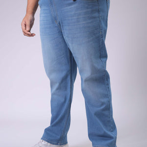 Men's Plus Size Blue Vintage Straight Fit Solid Jeans