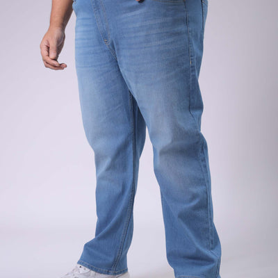 Men's Plus Size Blue Vintage Straight Fit Solid Jeans