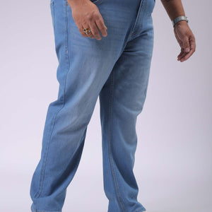 Men's Plus Size Blue Vintage Straight Fit Solid Jeans